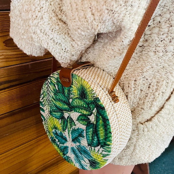 COLLECTION 18 Chic NWT Tropical PALM Leaf Print CROSSBODY BAG Purse - Picture 12 of 16